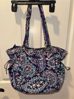 Vera Bradley Purple Floral Paisley Quilted Zip Top Tote Bag